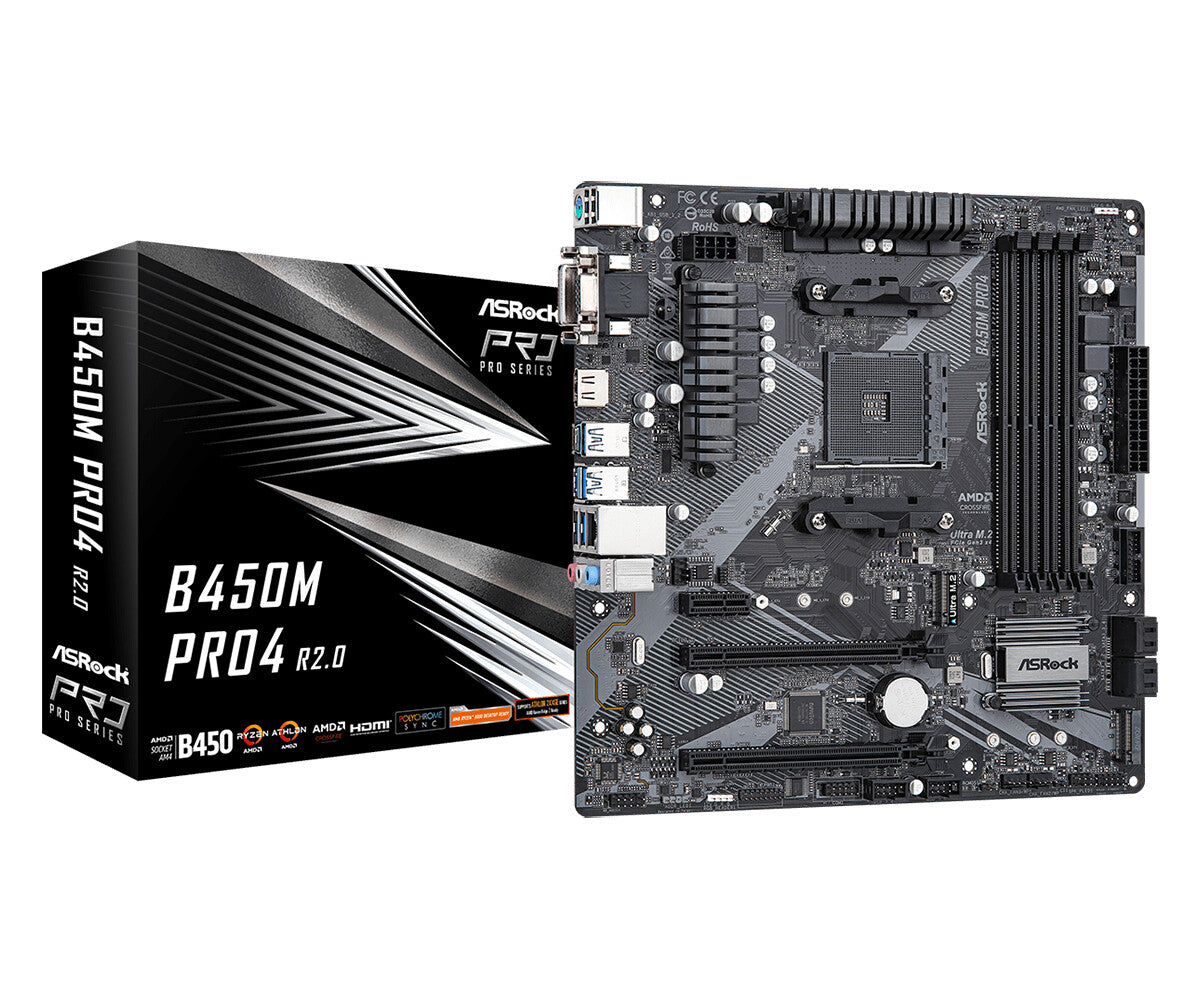 Asrock B450M Pro4 R2.0 micro ATX motherboard - AMD B450 Socket AM4