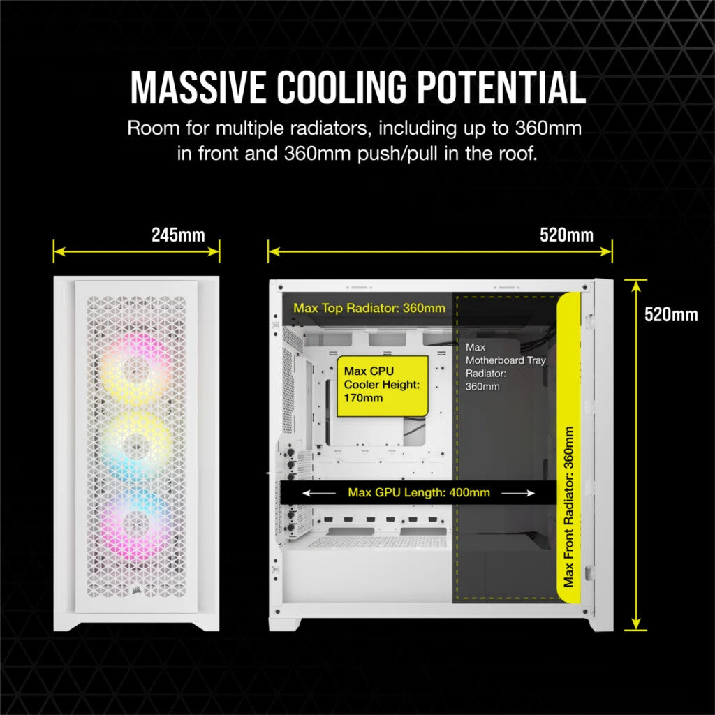 Corsair iCUE 5000D RGB AIRFLOW - ATX Mid Tower Case in White