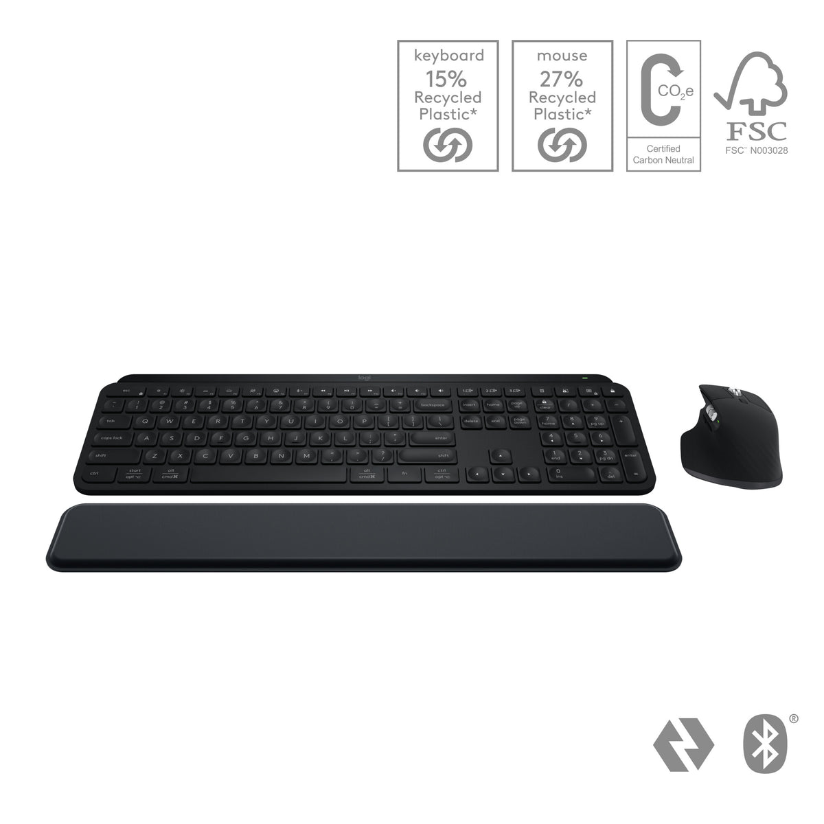 Logitech MX Keys S Combo -  RF Wireless + Bluetooth Mouse + Wireless QWERTY US International Keyboard