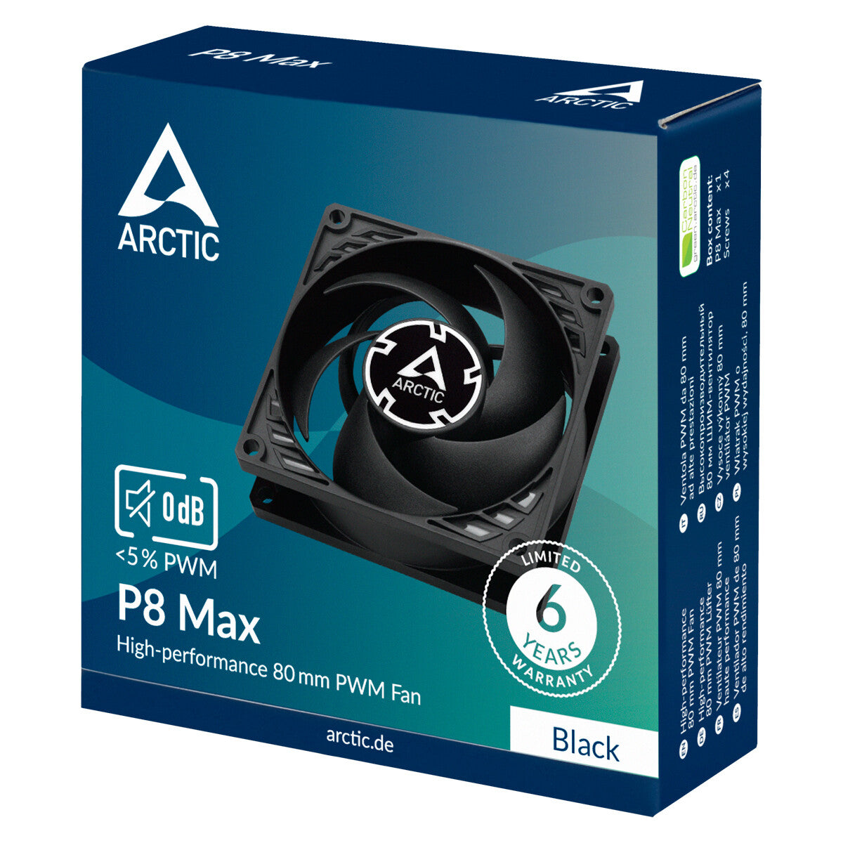 ARCTIC P8 Max - Computer Case Fan in Black - 80mm