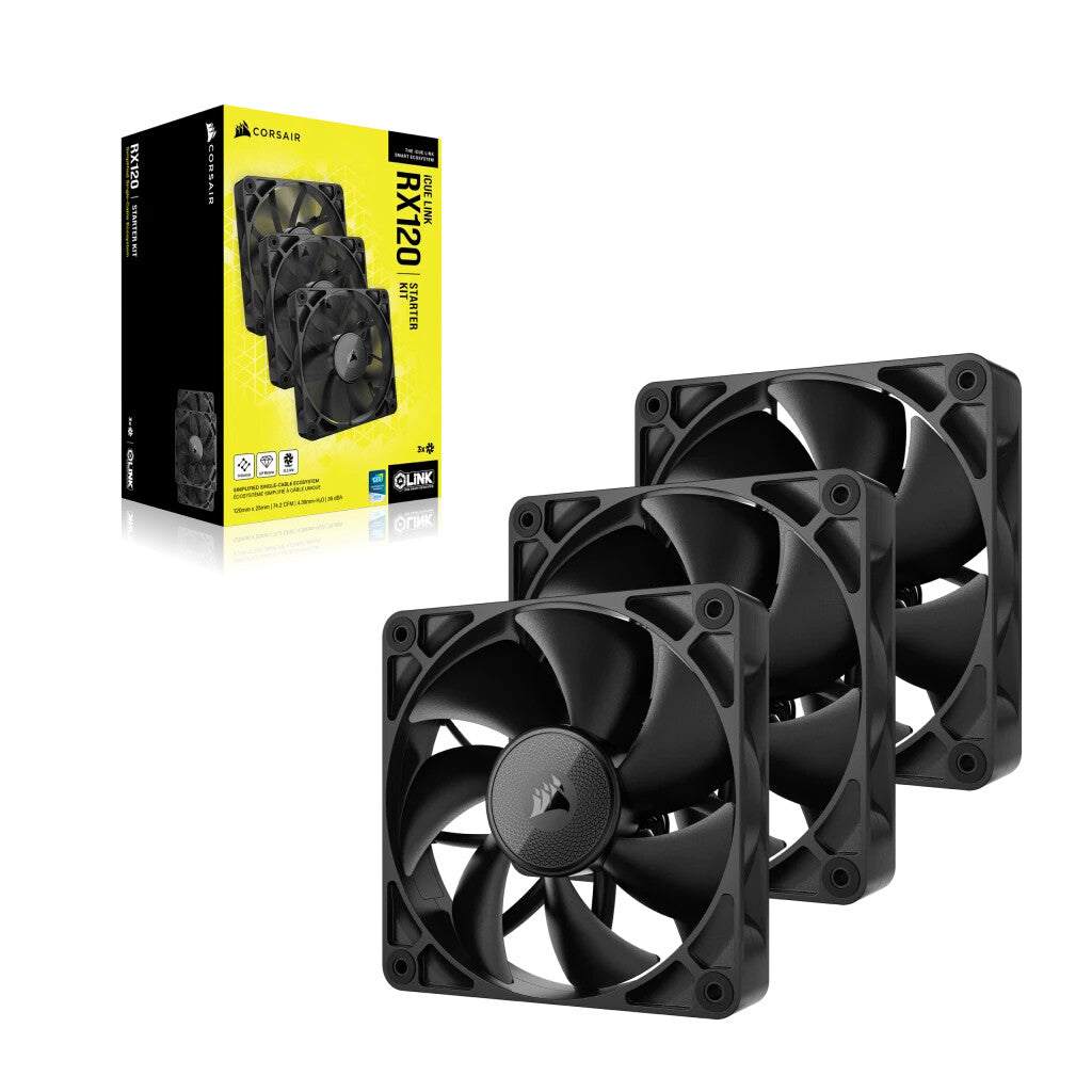 Corsair iCUE LINK RX120 - Computer Case Fan in Black - 120mm (Pack of 3)