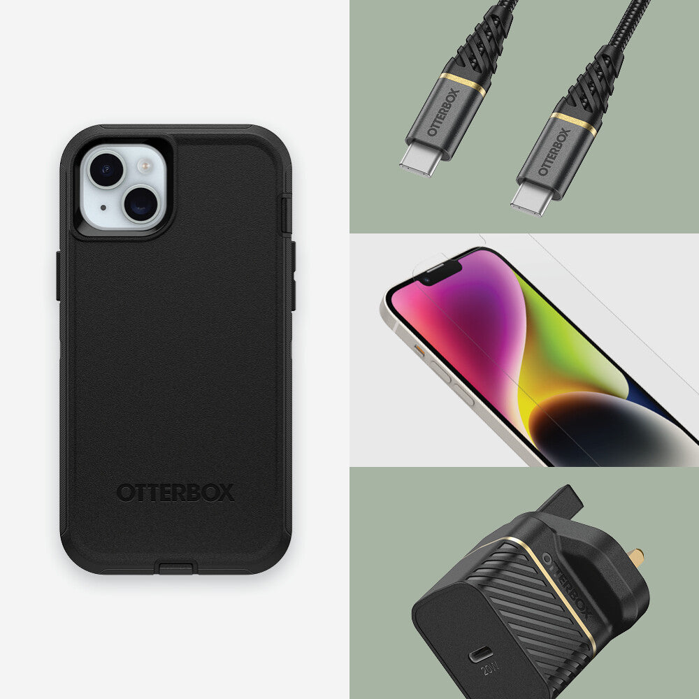 OtterBox Defender Series for iPhone 15 in Black - No Packaging