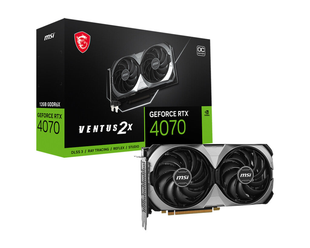 MSI VENTUS 2X E 12G OC - NVIDIA 12 GB GDDR6X GeForce RTX 4070 graphics card