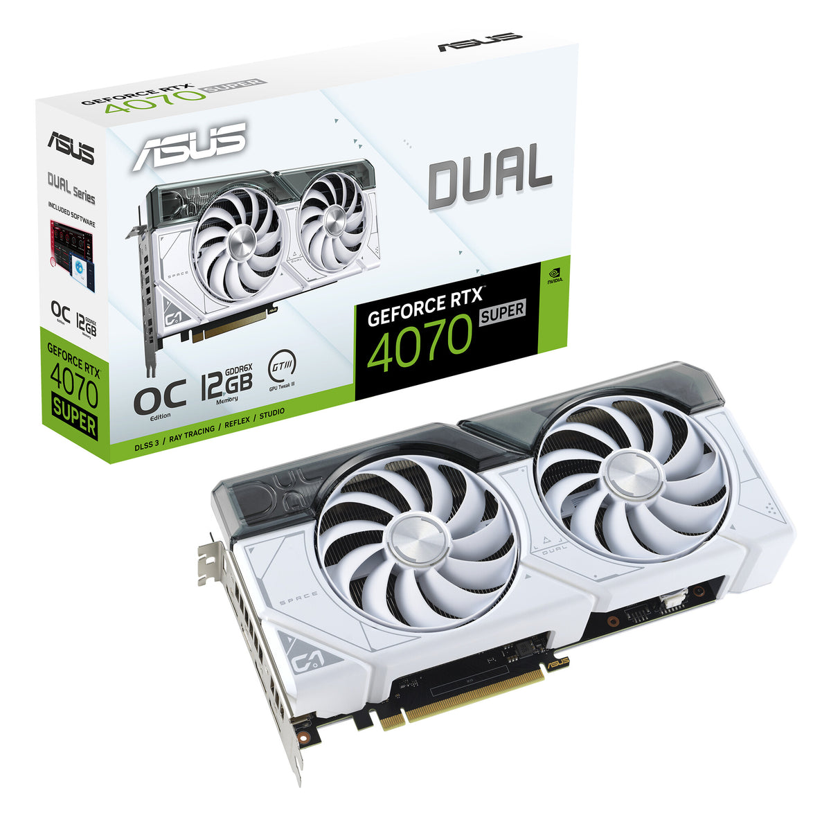 ASUS Dual White OC Edition - NVIDIA 12 GB GDDR6X GeForce RTX 4070 SUPER graphics card