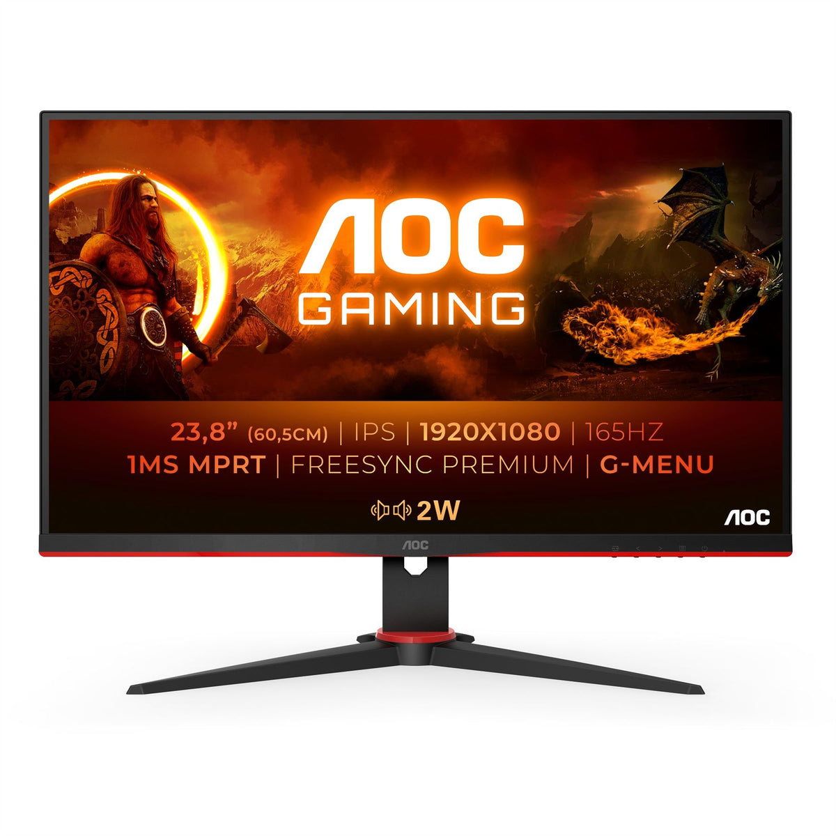 AOC G2 24G2SPAE/BK LED display 60.5 cm (23.8&quot;) 1920 x 1080 pixels Full HD Black, Red Monitor