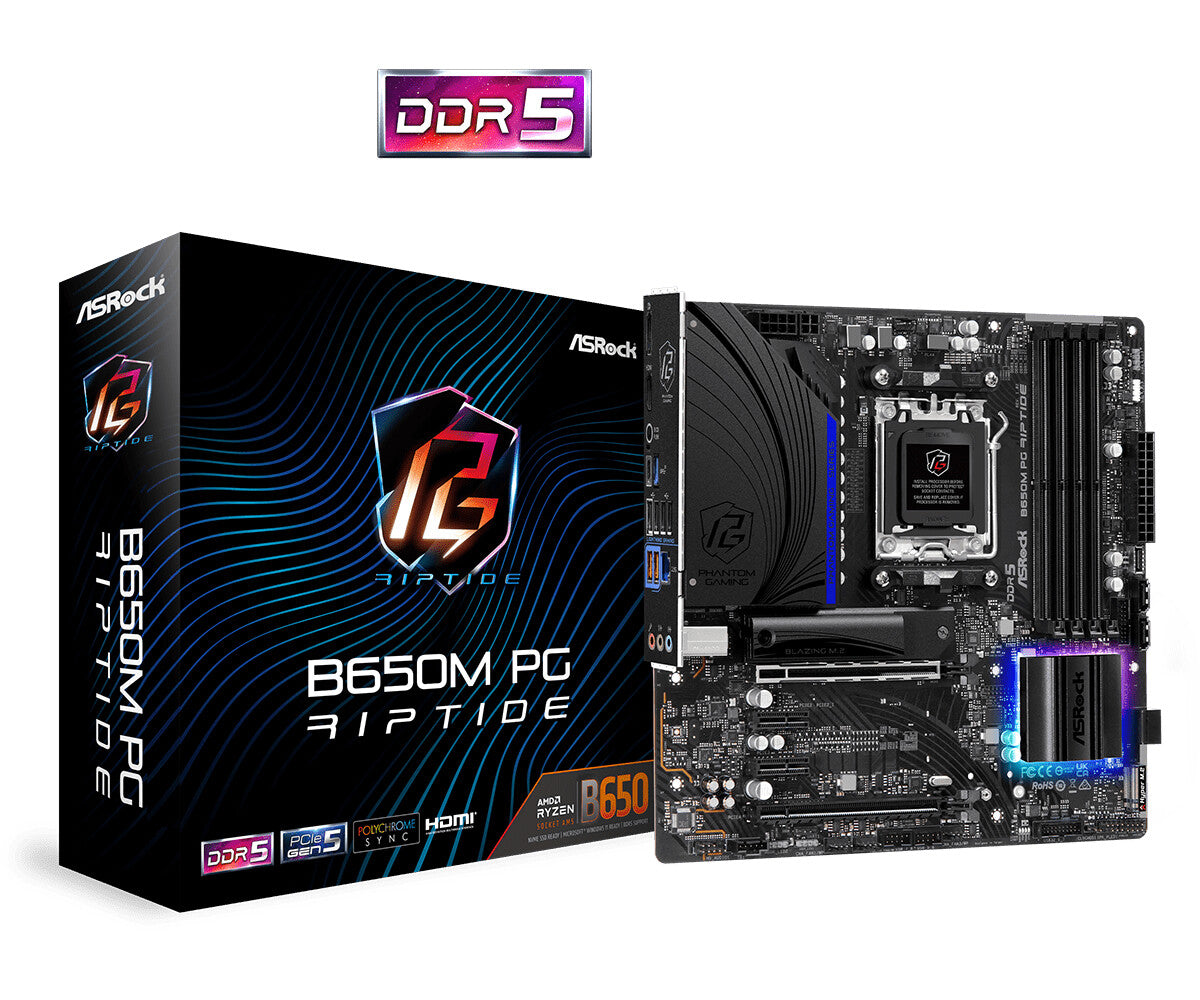 Asrock B650M PG Riptide micro ATX motherboard - AMD B650 Socket AM5