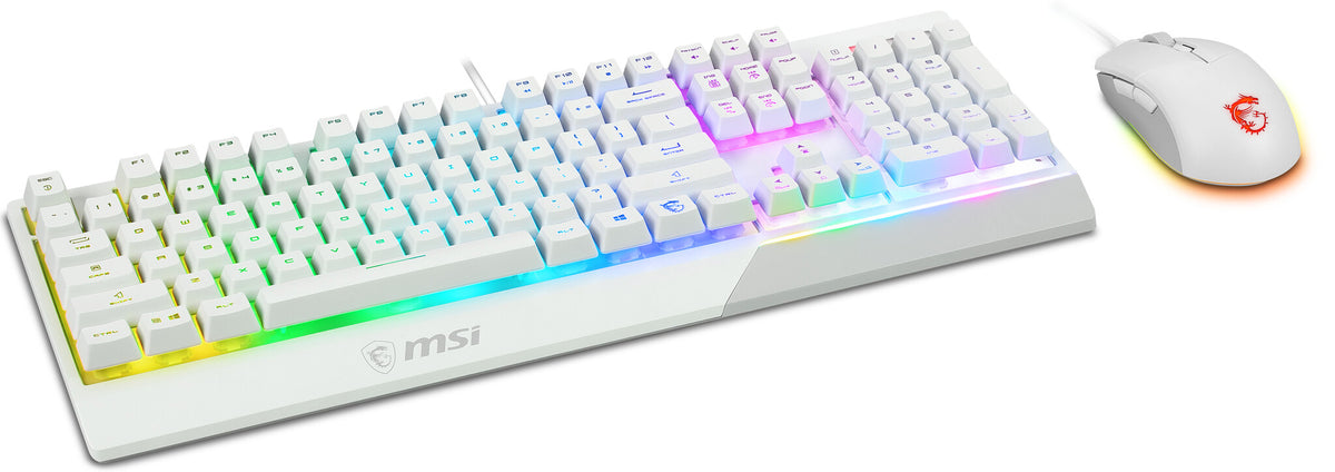 MSI VIGOR GK30 GAMING COMBO - RGB Mechanical Gaming Keyboard + Clutch GM11 Gaming Mouse in White - 5,000 DPI