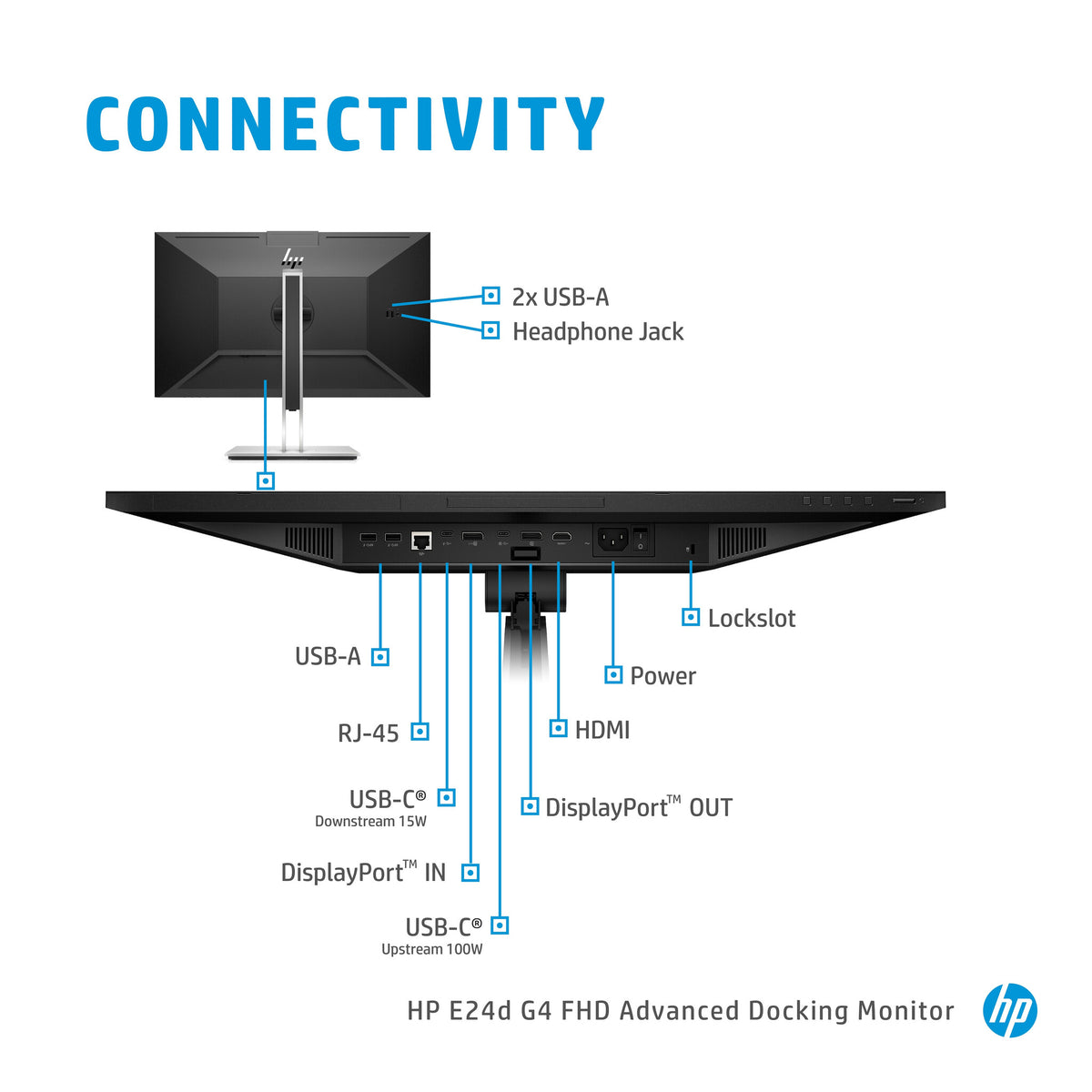 HP E24D G4 - 60.5 cm (23.8&quot;) - 1920 x 1080 pixels Full HD LED Monitor