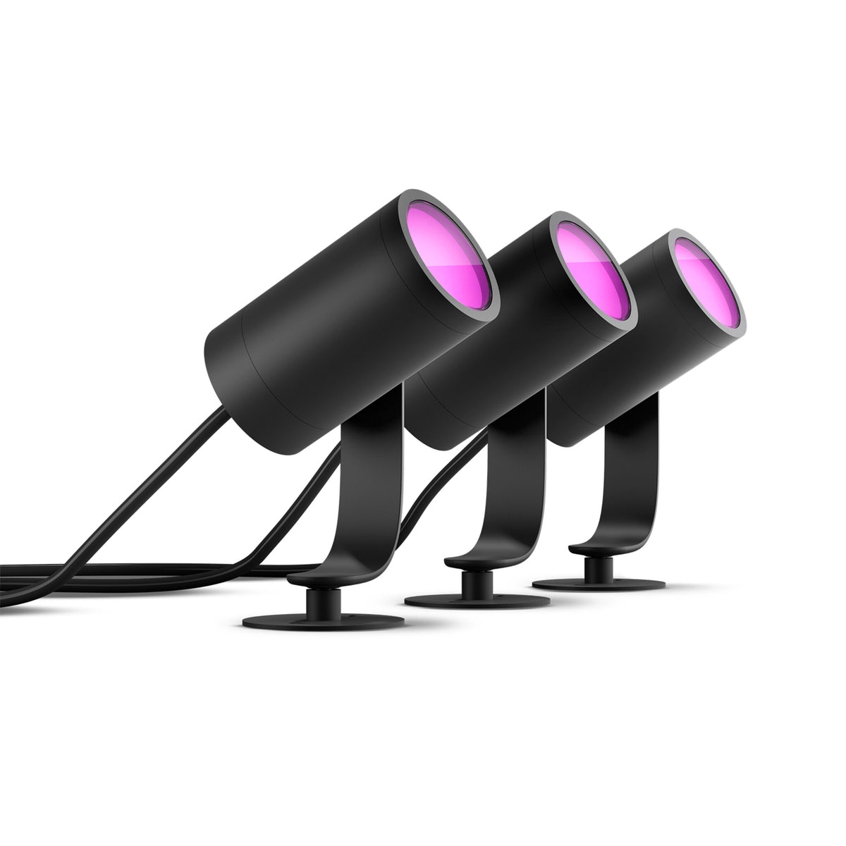 Philips Hue Lily Outdoor Lights Base Kit in Black - White and colour ambience (Pack of 3 &amp; Bridge)