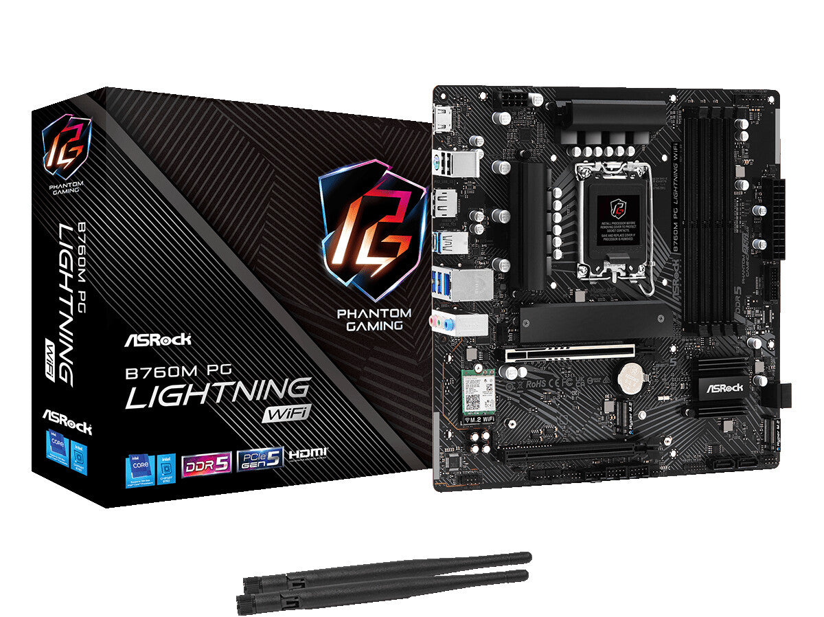 Asrock B760M PG Lightning WiFi micro ATX motherboard - Intel B760 LGA 1700