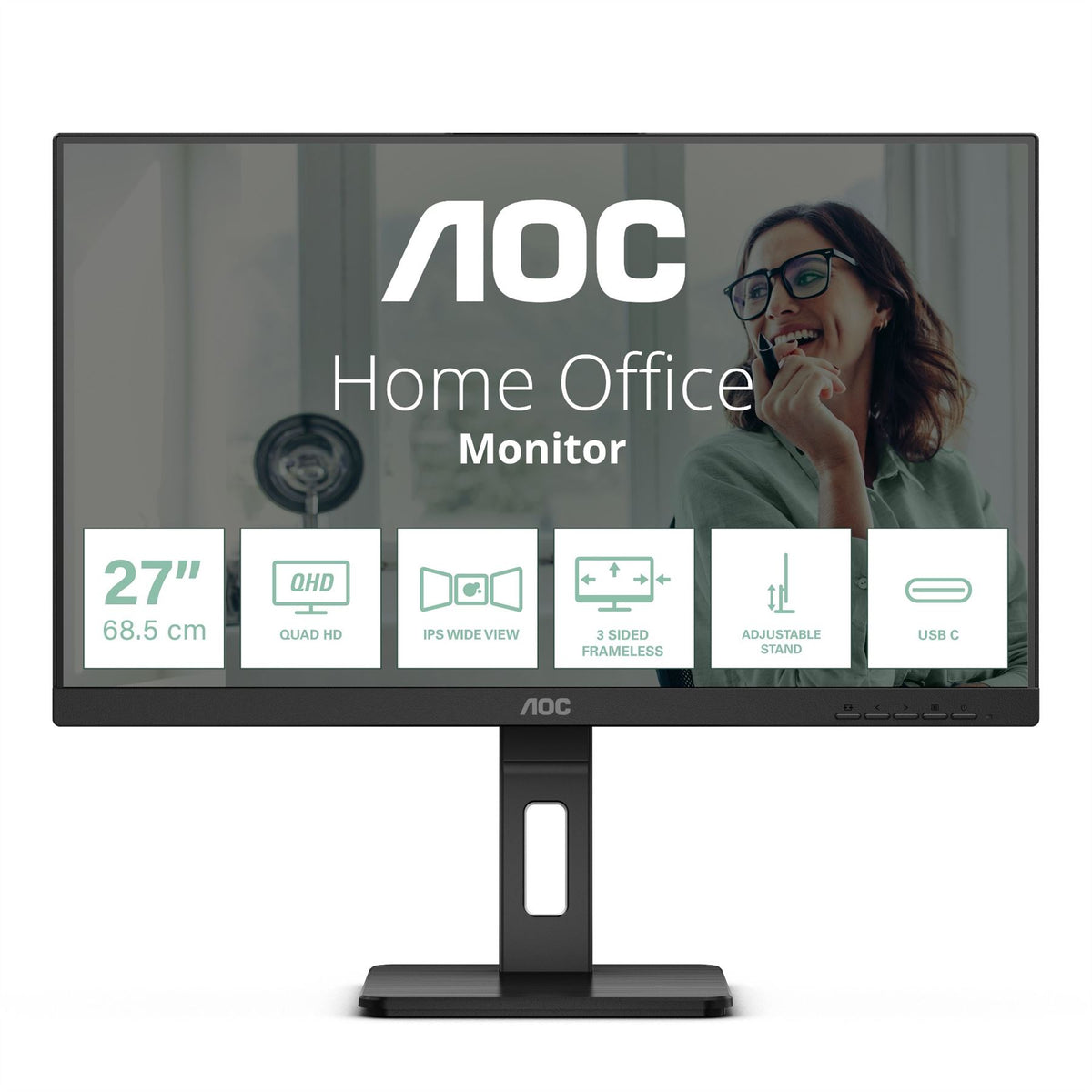 AOC Q27P3CV Computer Monitor 68.6 cm (27&quot;) 2560 x 1440 pixels Quad HD LED Black