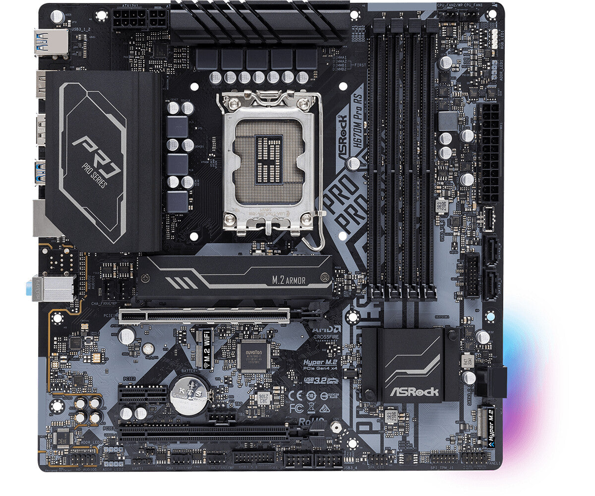 Asrock H670M Pro RS micro ATX motherboard - Intel H670 LGA 1700