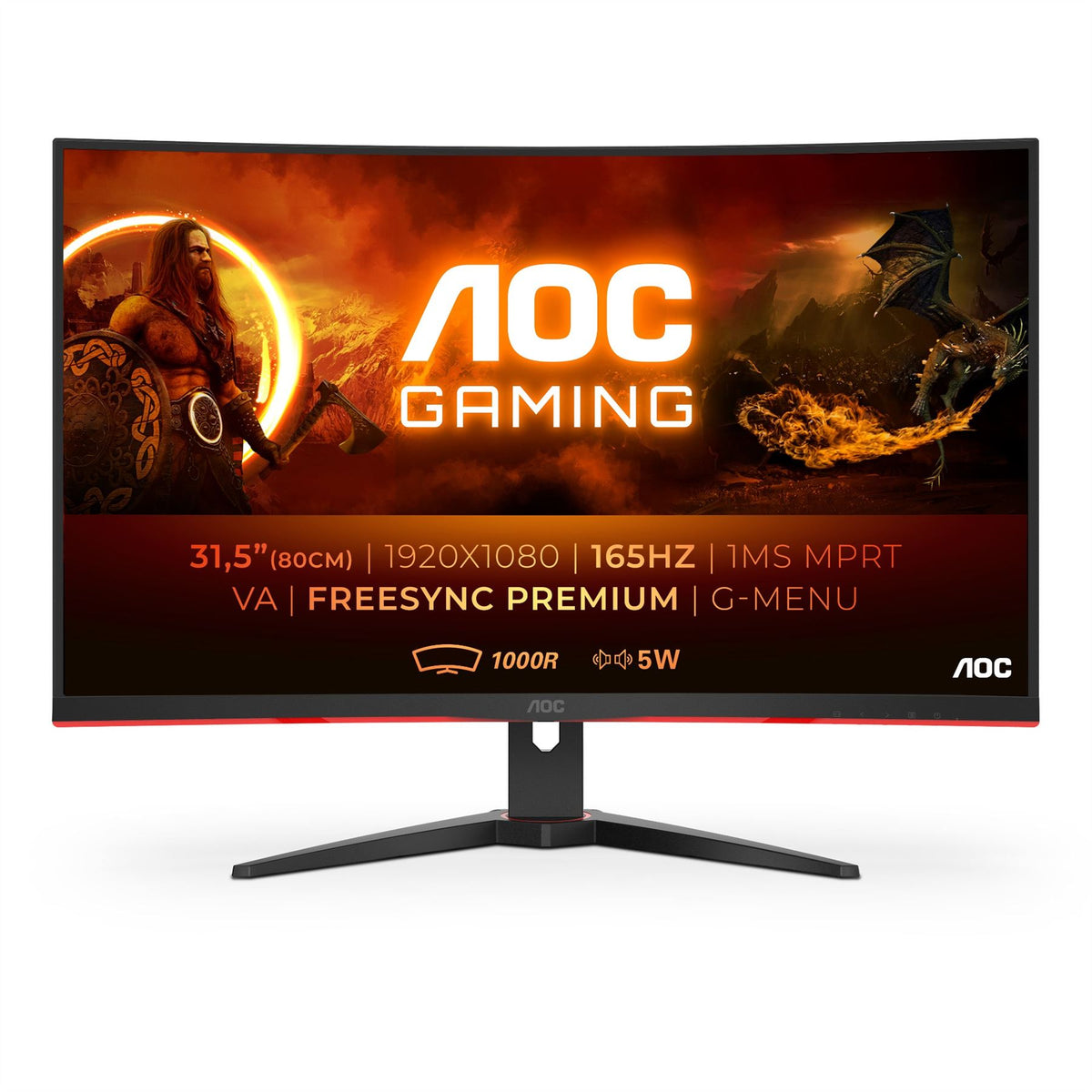 AOC G2 C32G2AE/BK LED display 80 cm (31.5&quot;) 1920 x 1080 pixels Full HD Black, Red Monitor