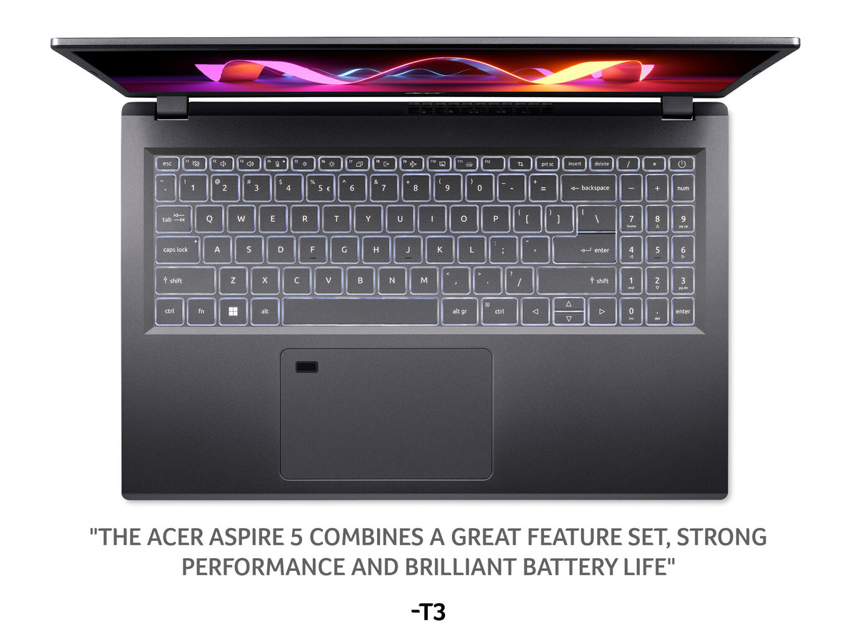 Acer Aspire 5 Laptop - 39.6 cm (15.6&quot;) - AMD Ryzen 5 7530U - 16 GB LPDDR4x-SDRAM - 512 GB SSD - Wi-Fi 6E - Windows 11 Home - Grey