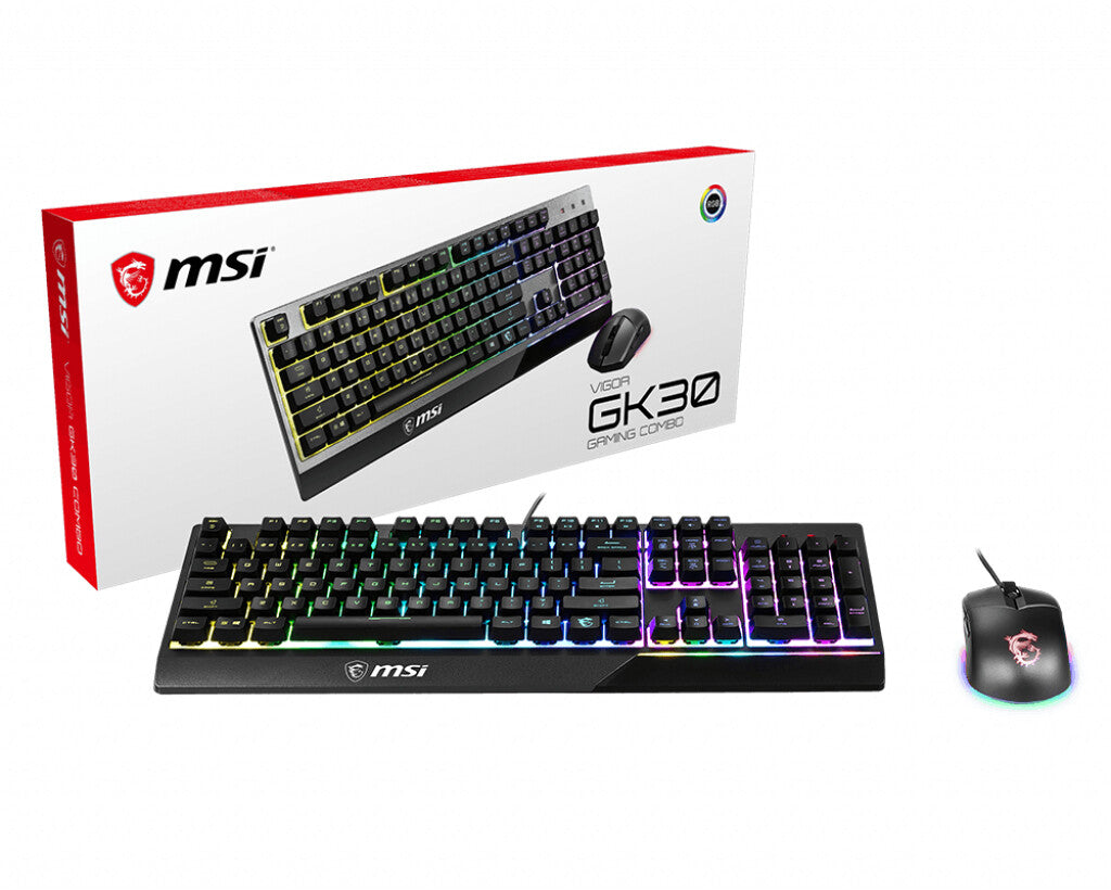 MSI VIGOR GK30 COMBO -  MEMchanical RGB Gaming Keyboard (QWERTZ German) + Clutch GM11 Optical Gaming Mouse - 5,000 DPI