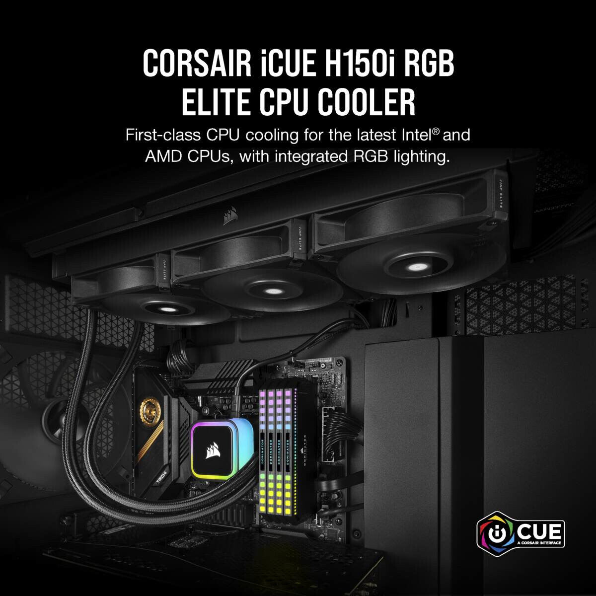 Corsair iCUE H150i RGB ELITE - All-in-one Liquid Processor Cooler in Black - 360mm