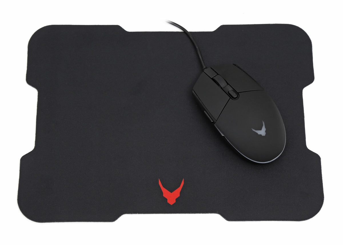 Varr VSETMPX5 Gaming Mouse and Mousepad Set - Wired USB-A Optical LED backlit Mouse in Black/Red - 3,200 DPI