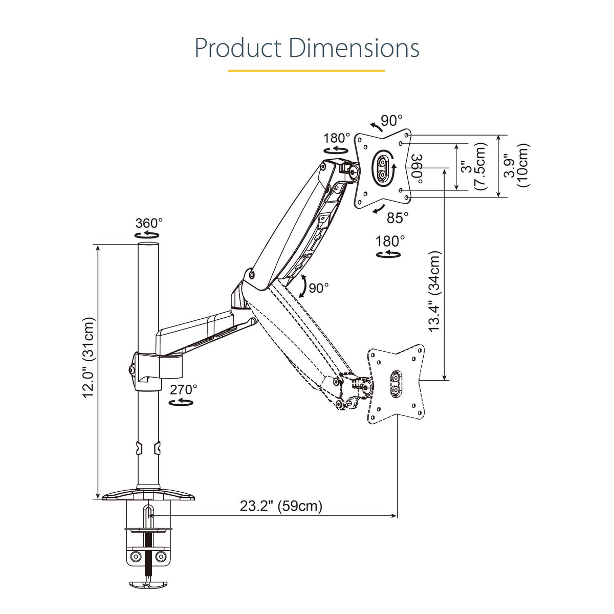 StarTech.com ARMPIVOTE2 - Desk monitor mount for 81.3 cm (32&quot;) to 124.5 cm (49&quot;)