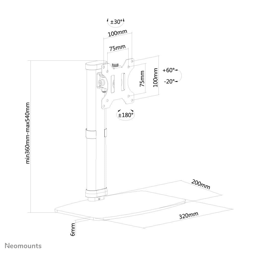 Neomounts FPMA-D890BLACK - Desk monitor desk stand for 25.4 cm (10&quot;) to 76.2 cm (30&quot;)