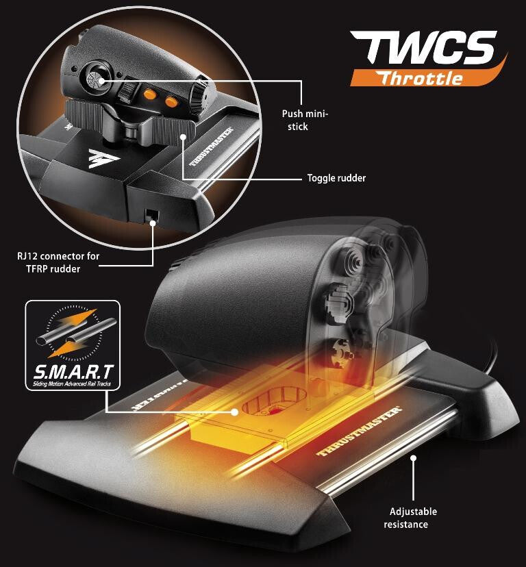 Thrustmaster T-16000M FCS Flight Pack - USB Flight Stick + Throttle + Rudder Pedals for PC / Mac