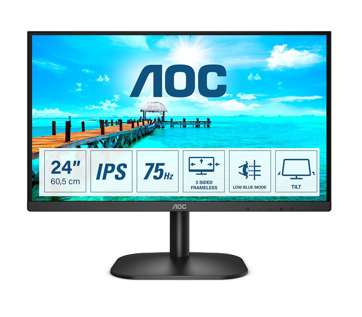 AOC B2 24B2XH/EU LED display 60.5 cm (23.8&quot;) 1920 x 1080 pixels Full HD Black Monitor