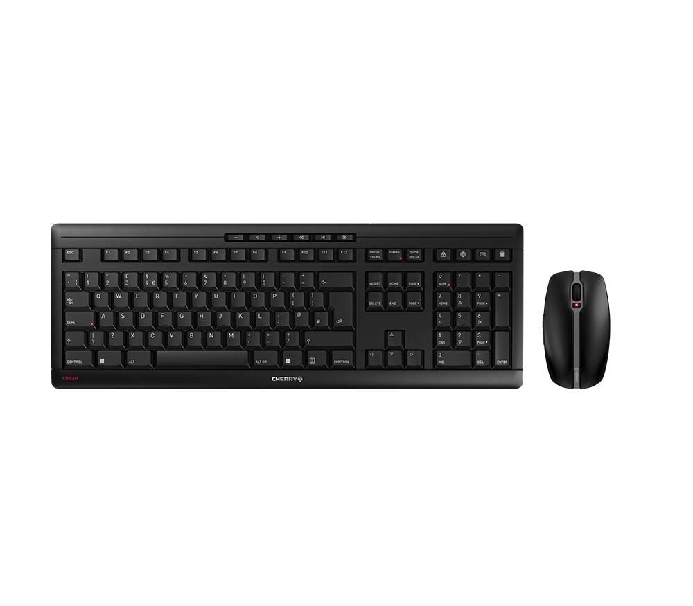 CHERRY STREAM DESKTOP, Wireless Keyboard &amp; Mouse Set, Black, USB (QWERTY - UK)