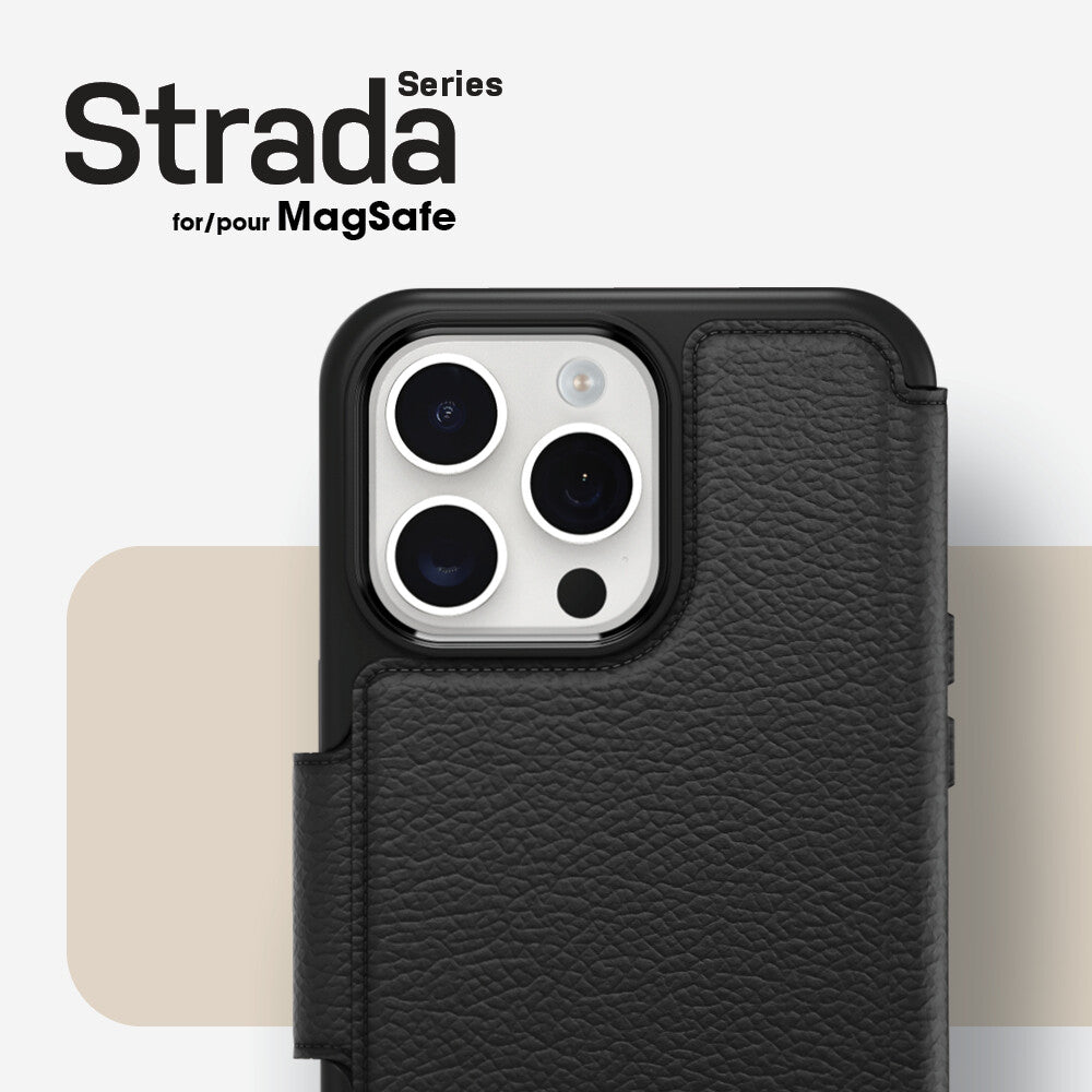 OtterBox Strada Series Folio for iPhone 15 Pro Max with MagSafe in Shadow - No Packaging