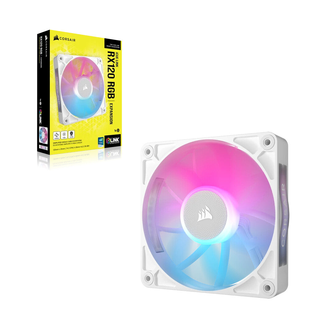 Corsair iCUE LINK RX120 RGB - Computer Case Fan in White - 120mm