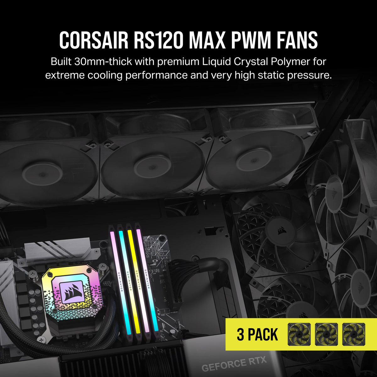 Corsair RS120 MAX - Computer Case Fan in Black - 120mm (Pack of 3)