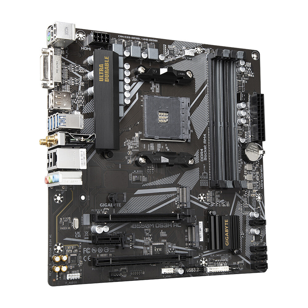 Gigabyte B550M DS3H AC (rev. 1.5/1.6) micro ATX motherboard - AMD B550 Socket AM4