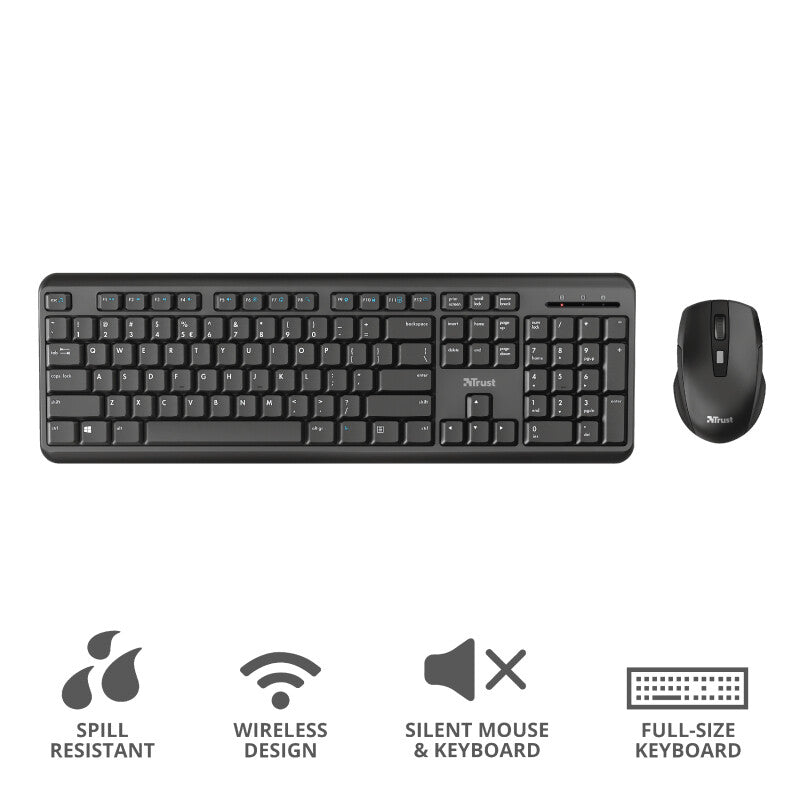 Trust ODY keyboard Mouse included RF Wireless QWERTY UK English Black