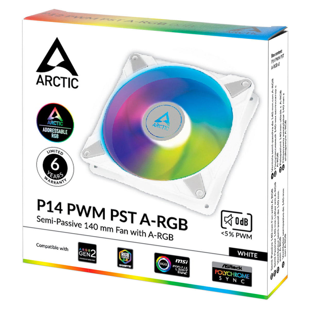 ARCTIC P14 PWM PST A-RGB - Computer Case Fan in White - 140mm