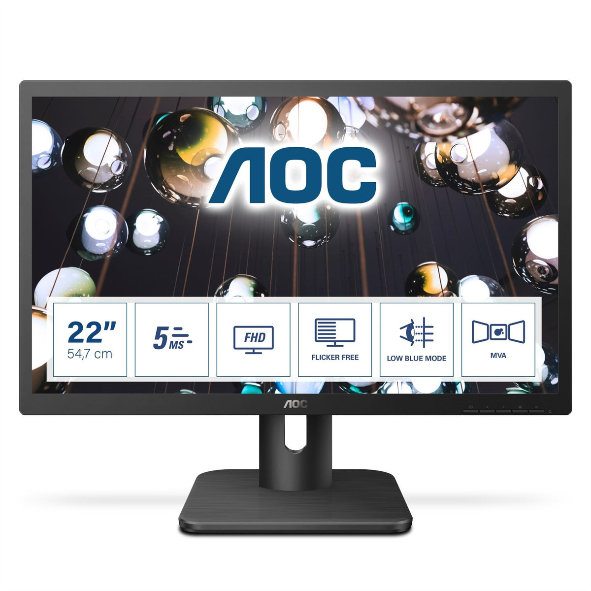 AOC E1 22E1Q Computer Monitor 54.6 cm (21.5&quot;) 1920 x 1080 pixels Full HD LED Black