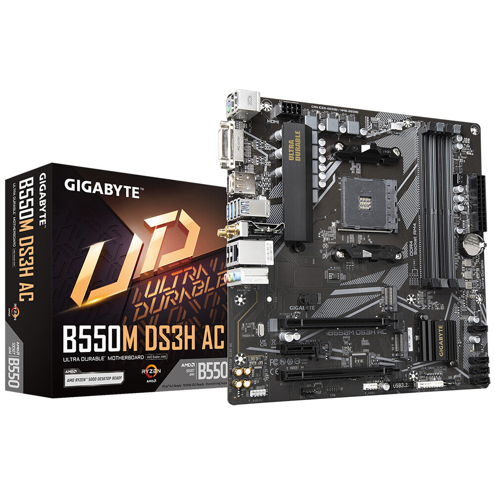 Gigabyte B550M DS3H AC (rev. 1.5/1.6) micro ATX motherboard - AMD B550 Socket AM4