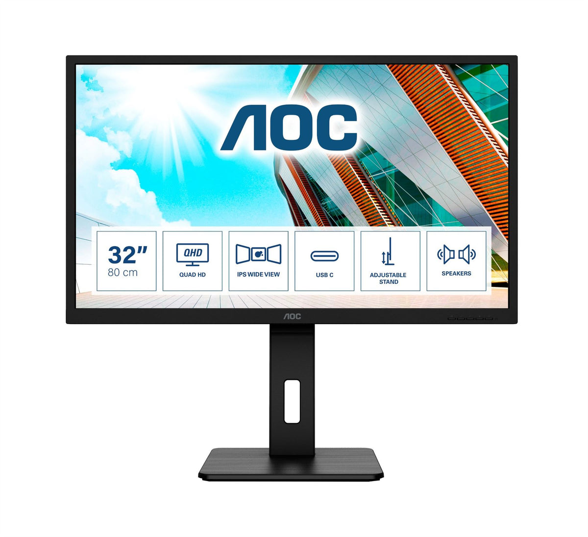 AOC Q32P2CA Computer Monitor 80 cm (31.5&quot;) 2560 x 1440 pixels 2K Ultra HD LED Black