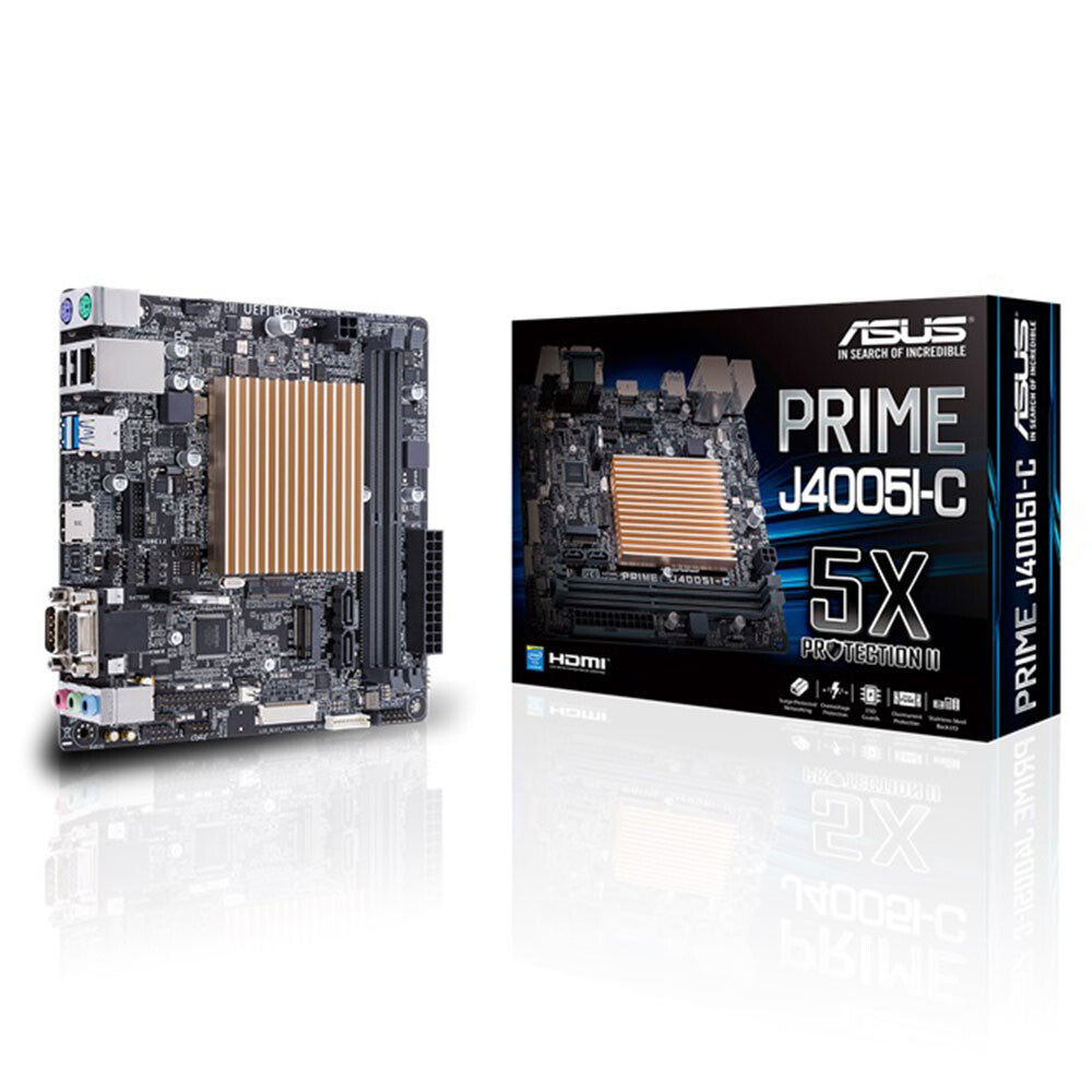 ASUS PRIME J4005I-C, Integrated Intel Dual-Core J4005, Thin Mini ITX, 2 DDR4, M.2, VGA, HDMI, Serial Port