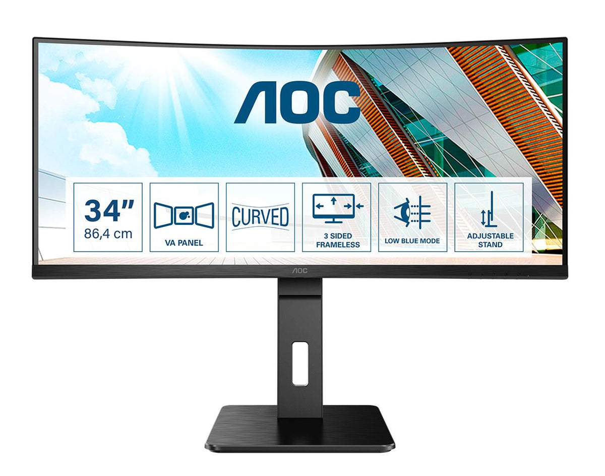 AOC P2 CU34P2A LED display 86.4 cm (34&quot;) 3440 x 1440 pixels Quad HD Black Monitor