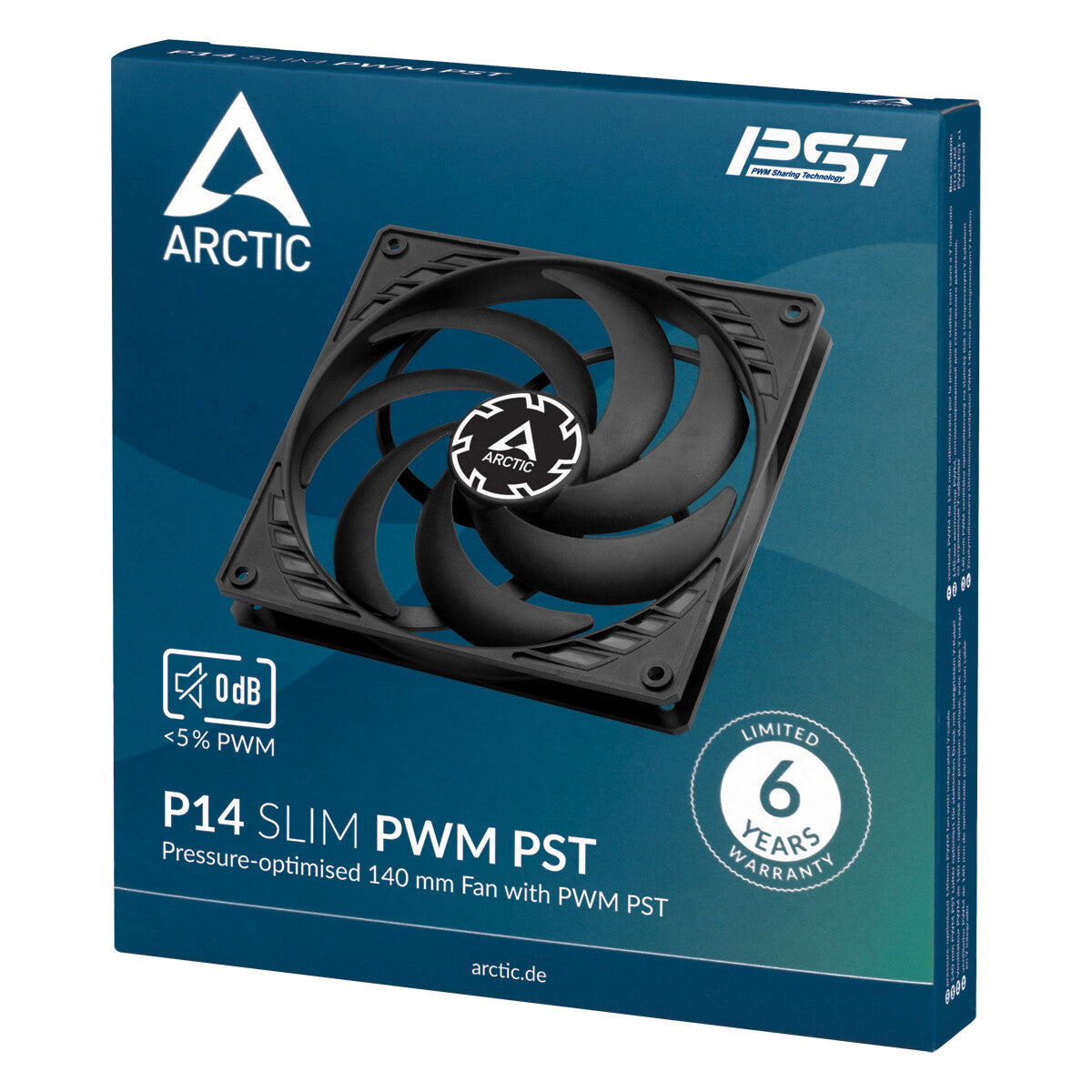 ARCTIC P14 Slim - PWM PST PC Case Fan in Black  - 140mm