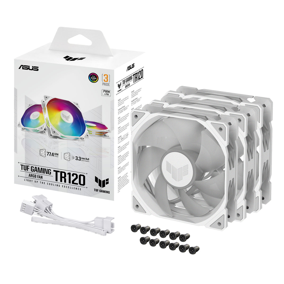 ASUS TUF GAMING TR120 ARGB - Computer Case Fan in White - 120mm (Pack of 3)