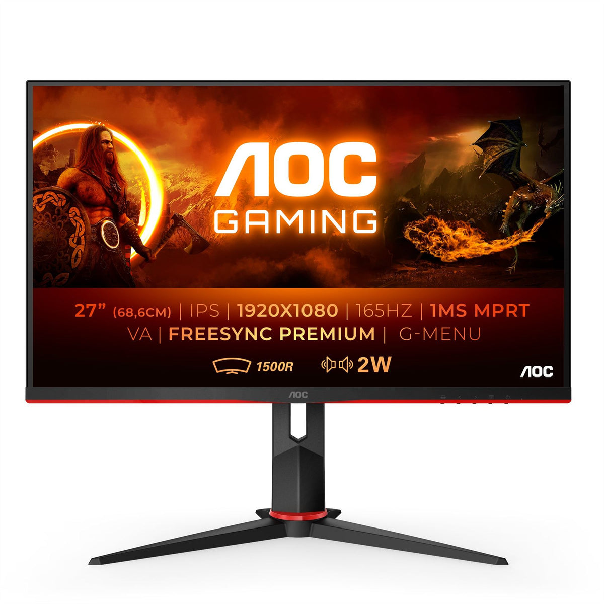 AOC C27G2AE/BK LED display 68.6 cm (27&quot;) 1920 x 1080 pixels Full HD Black, Red Monitor