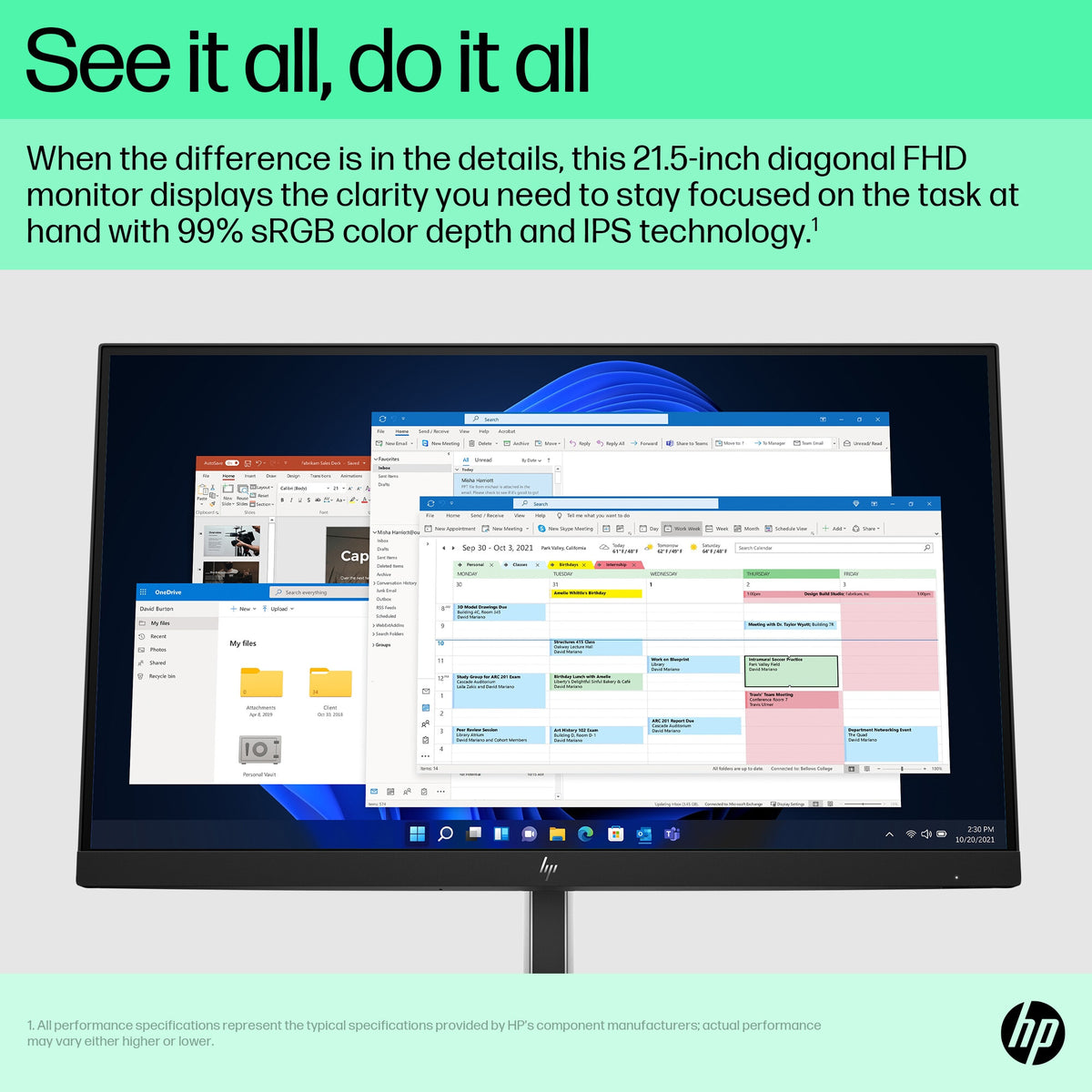 HP E-Series E22 G5 - 54.6 cm (21.5&quot;) - 1920 x 1080 pixels Full HD LED Monitor