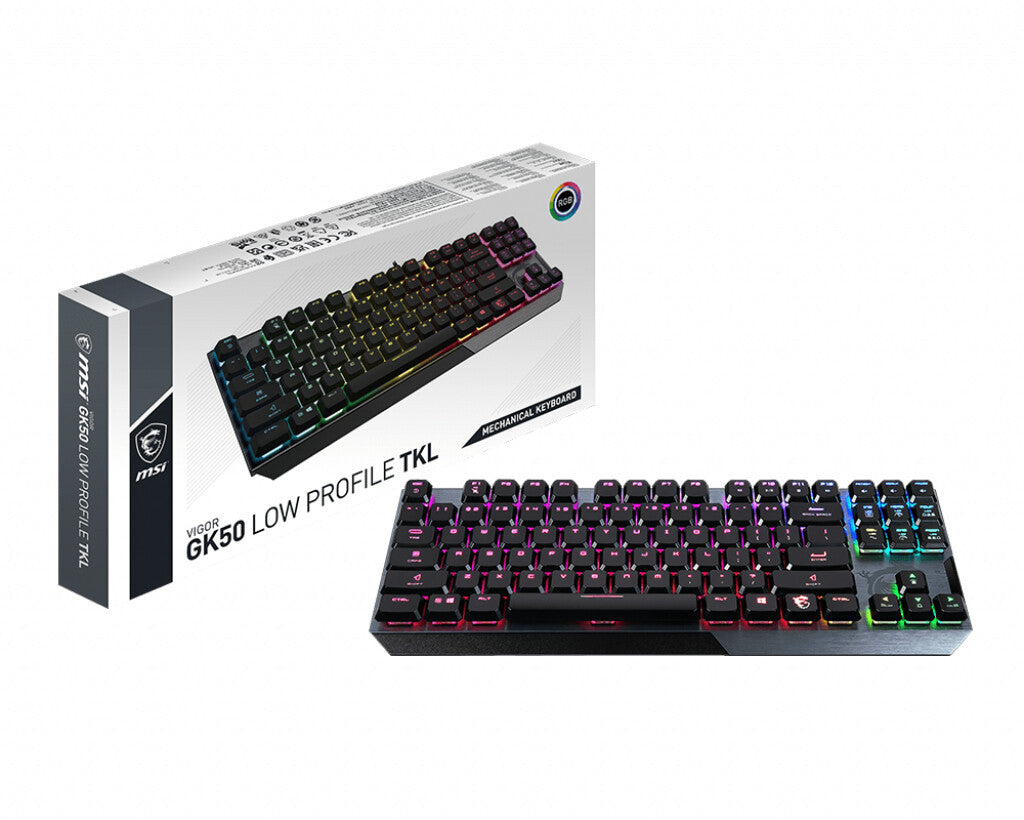 MSI VIGOR GK50 Low Profile TKL - USB Wired RGB Mechanical Gaming Keyboard in Black (QWERTY UK)