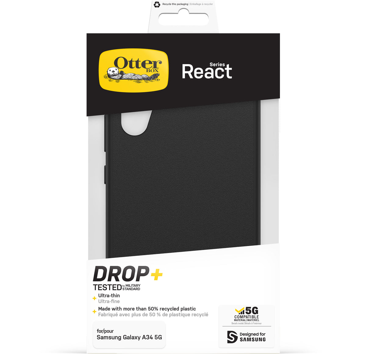 OtterBox React Case for Galaxy A34 (5G) in Black