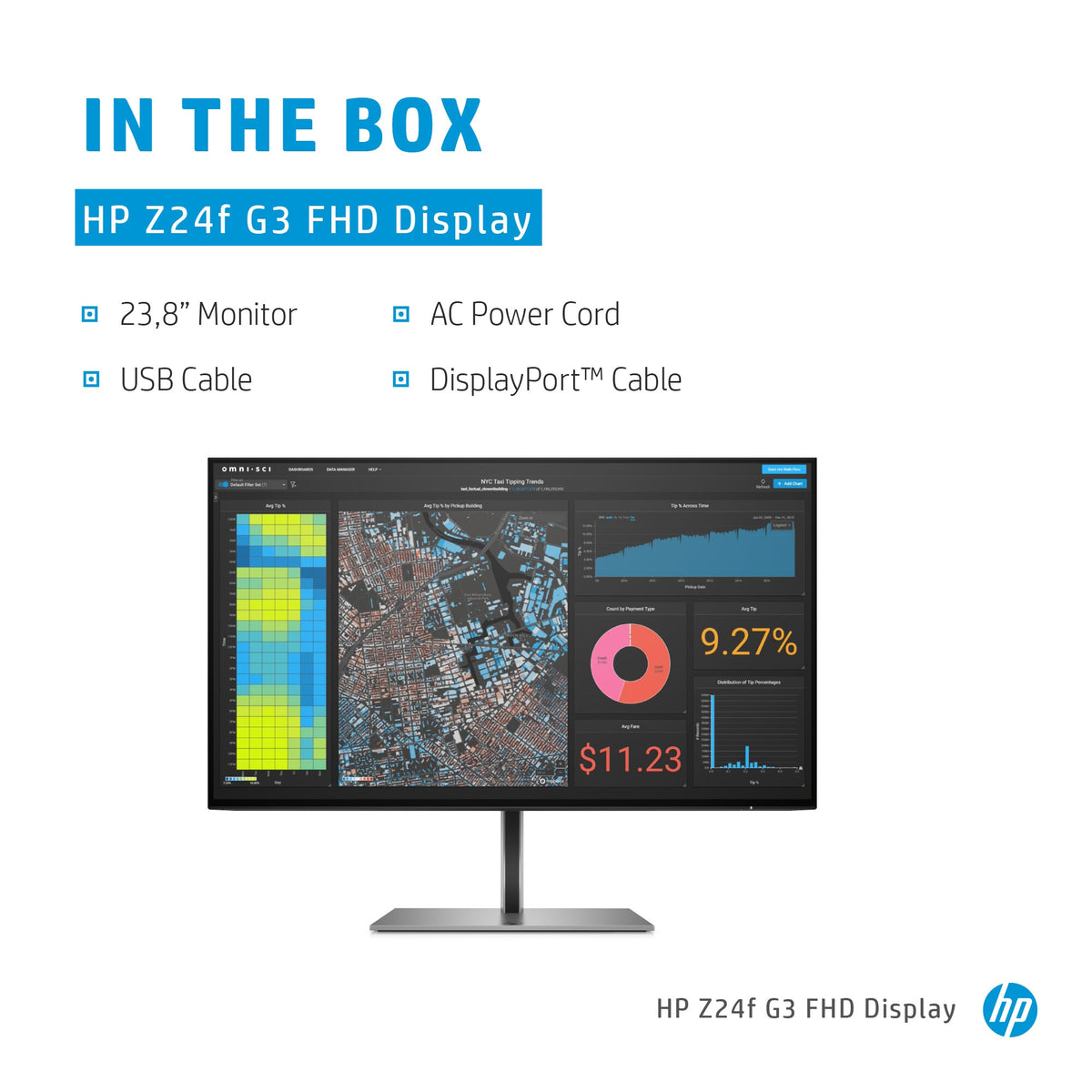 HP Z24F G3 - 60.5 cm (23.8&quot;) - 1920 x 1080 pixels Full HD Monitor