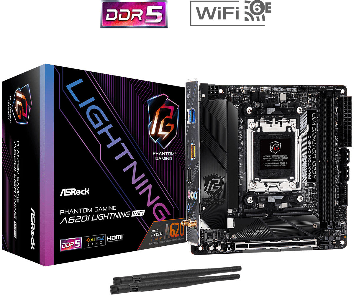 Asrock A620I Lightning WiFi mini ITX motherboard - AMD A620 Socket AM5