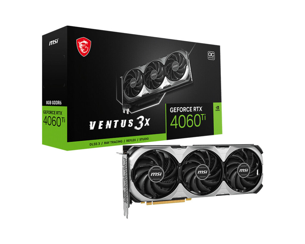 MSI VENTUS 3X E 8G OC - NVIDIA 8 GB GDDR6 GeForce RTX 4060 Ti graphics card