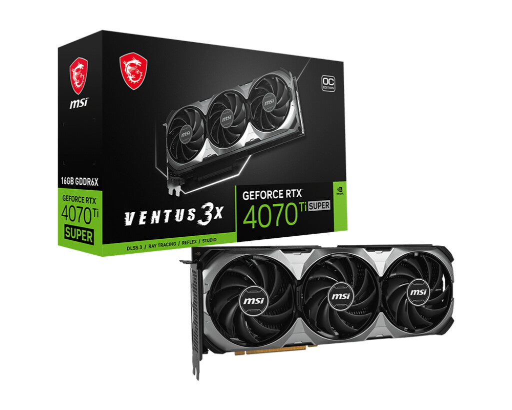 MSI VENTUS 16G 3X OC - NVIDIA 16 GB GDDR6X GeForce RTX 4070 Ti SUPER graphics card