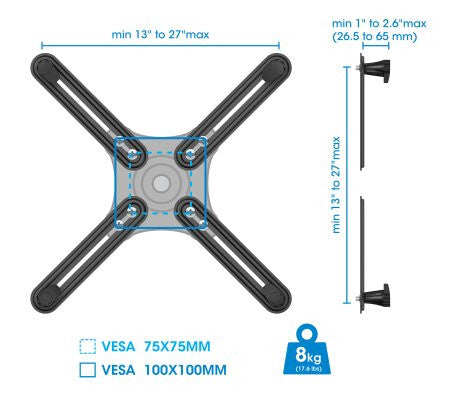 Manhattan 461870 - VESA Mount Adapter Kit for 33 cm (13&quot;) to 68.6 cm (27&quot;)