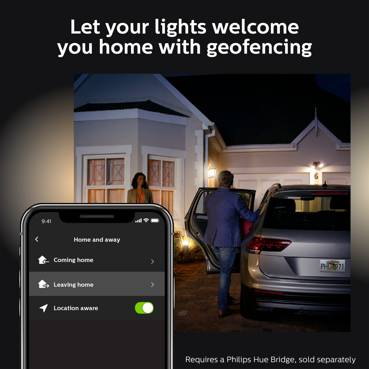 Philips Hue Lily Outdoor Lights Base Kit in Black - White and colour ambience (Pack of 3 &amp; Bridge)