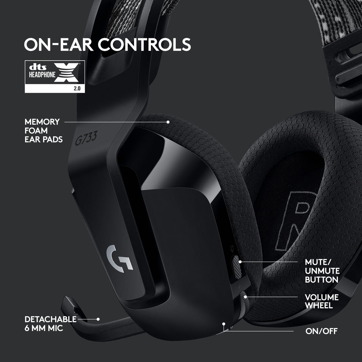 Logitech G - G733 LIGHTSPEED Wireless RGB Gaming Headset in Black